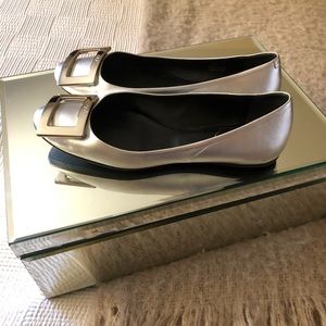 Roger Vivier Silver Ballet Flats